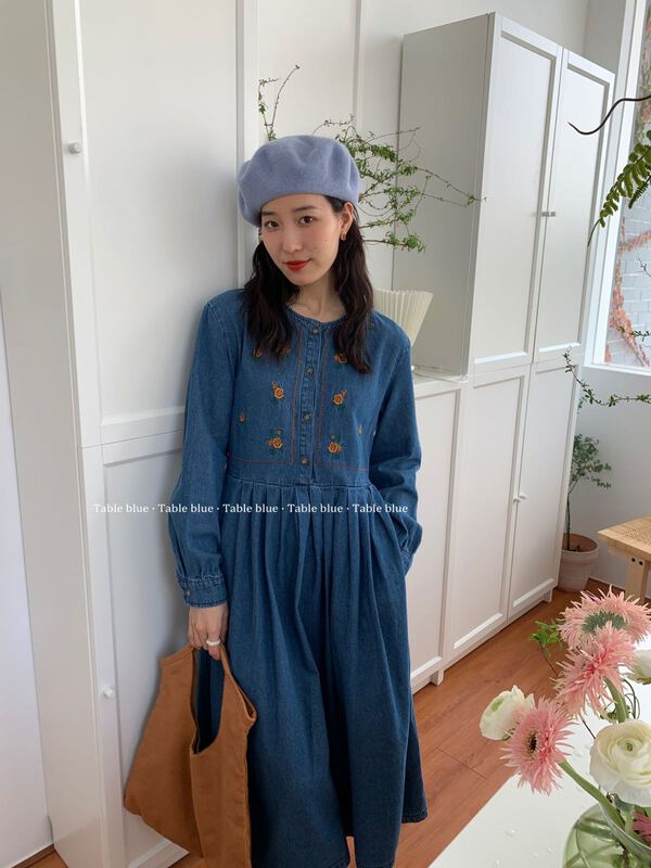 New year in early spring! [table blue] Korean fashion Jacquard Dress 2020# LSW