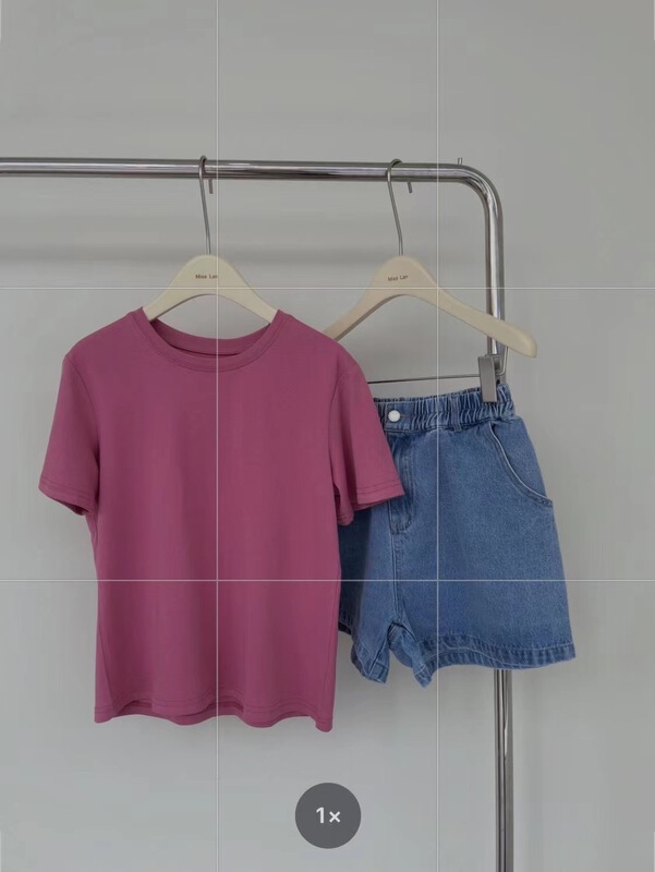 goods in stock! New in early summer! [miss LAN] simple and versatile solid short sleeve T-shirt 10095# XJ