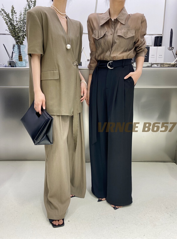 goods in stock! New in early summer! [Vince] famous brand minimalist vertical casual pants (with belt) 5163b# XYJ