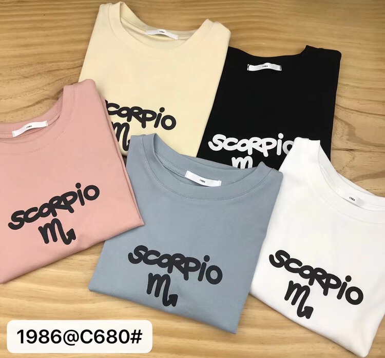 New in early summer! [1986] Korean round neck letter short short sleeve T-shirt ys1-680# XYY