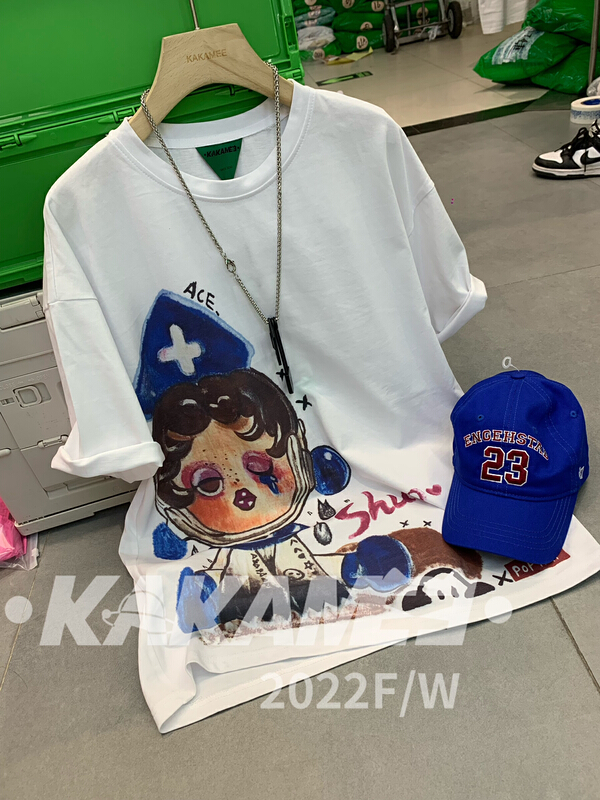 goods in stock! New in early summer! [kakamee] designer hand-painted Guochao bubble mat large short sleeve T-shirt 3888# LSL