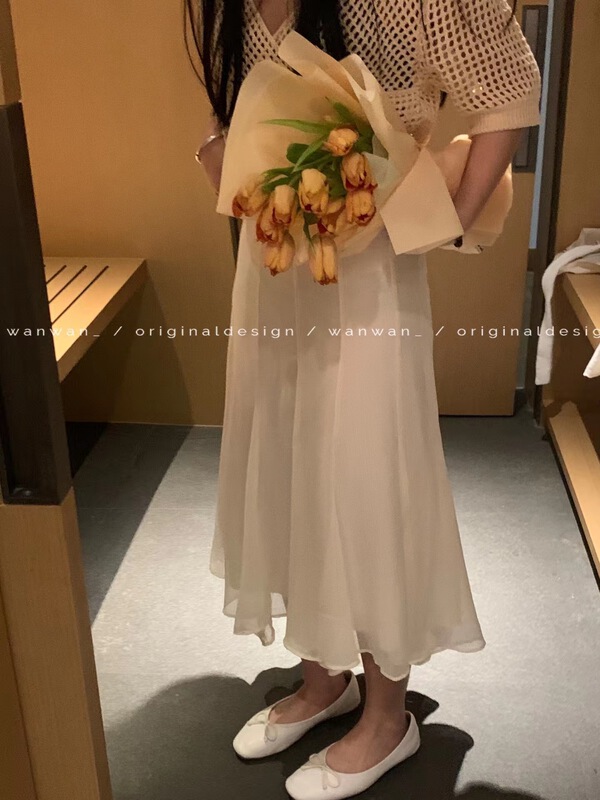 goods in stock! New year in early spring! [wanwan] high waist solid color loose and versatile skirt 1180# HBx