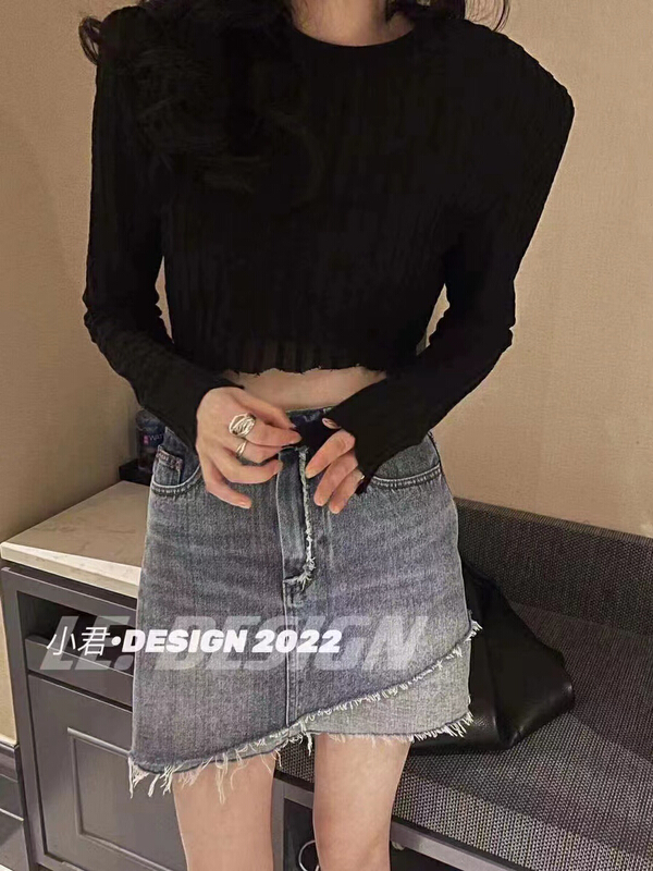 New in early summer! [mi ni] Korean high waist color matching skirt 2415# PCZ