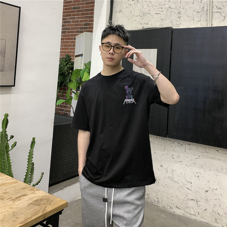 New in early summer! [Binli] round neck loose cartoon printed short sleeve T-shirt (excluding necklace) j313# ZZL