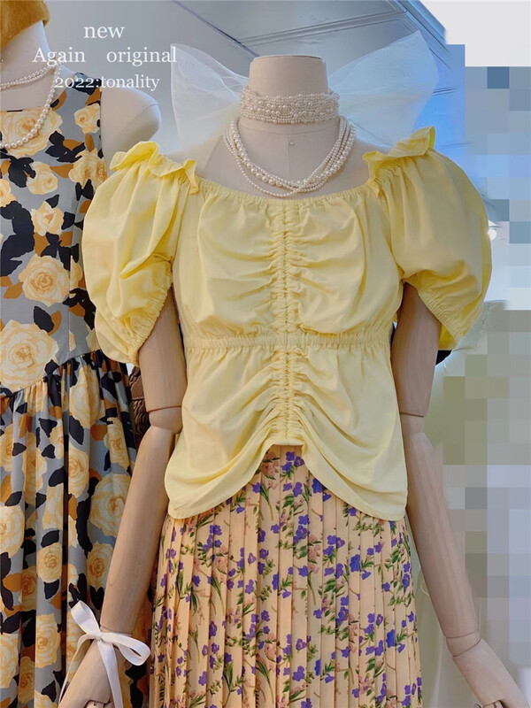 [again] fungus edge pleated shirt 6187\pcz