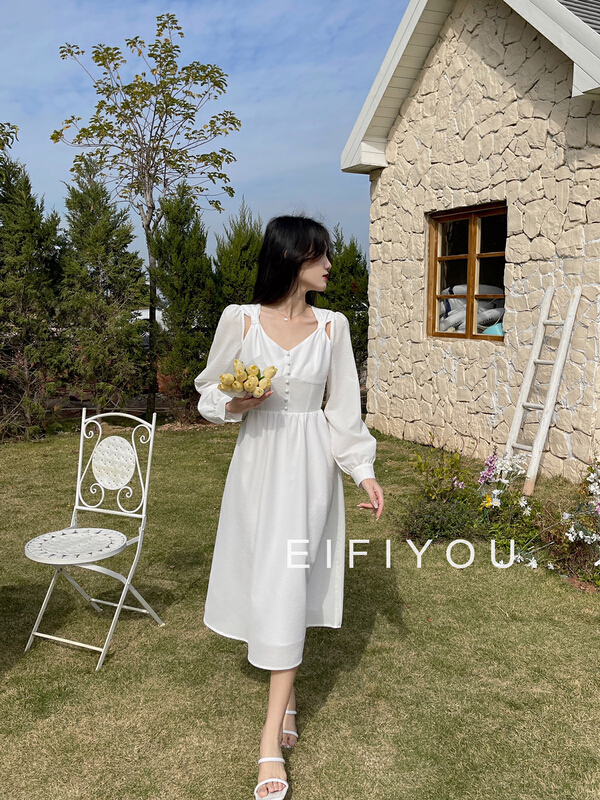 New year in early spring! [EI fi you] sweet dew clavicle care machine design dress 1966# LSL