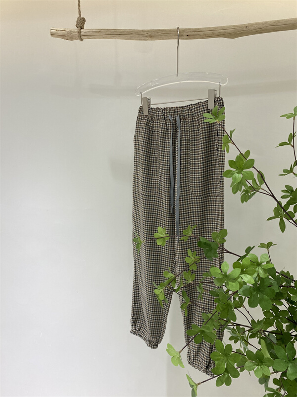 [MIG] check loose drawstring casual pants 36007# CSX