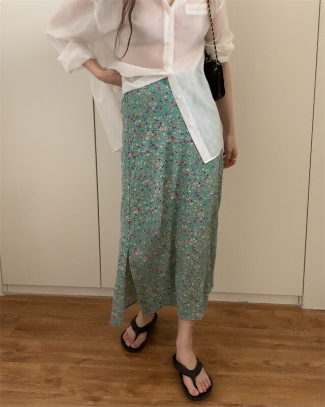 [bluepops] floral slim skirt a2292# zxl