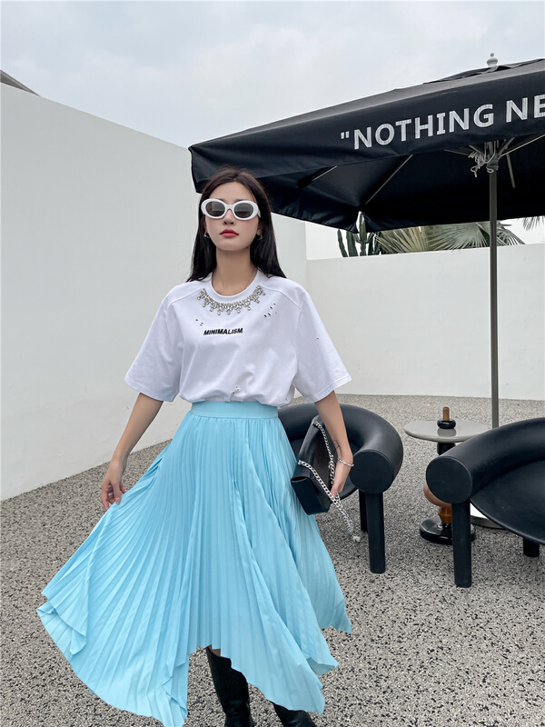 New year in early spring! [sk-11] neckline decoration fashion short sleeve T-shirt 010# XYJ