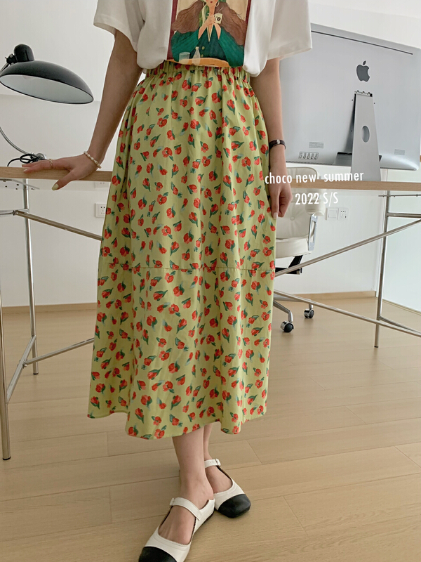 [choco] Korean floral pleated skirt 8189# HBx