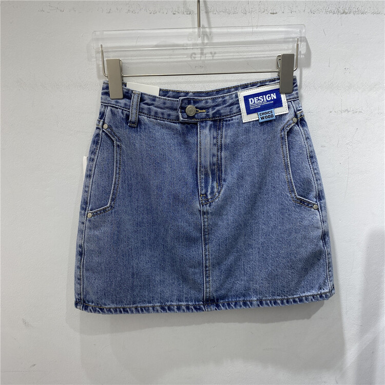 [Gu Muyu] Korean personalized letter label denim skirt g2056# ZSY