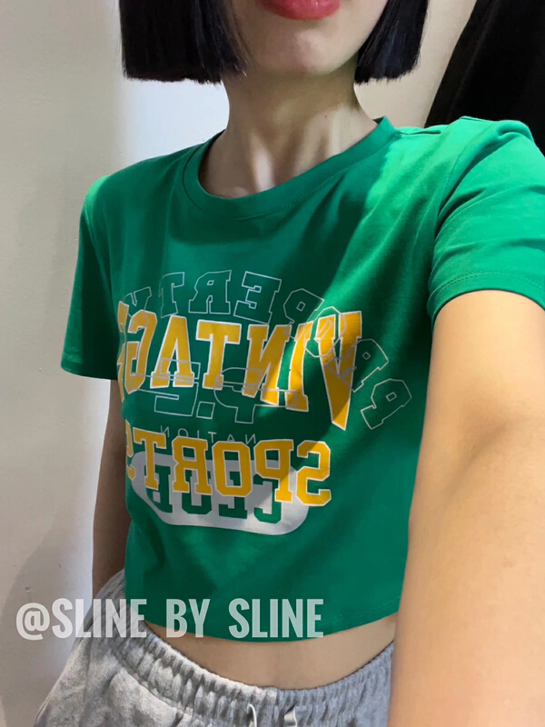 goods in stock! New year in early spring! [sline by sline] cute letters age reducing short sleeve T-shirt ys2-8113# zxl