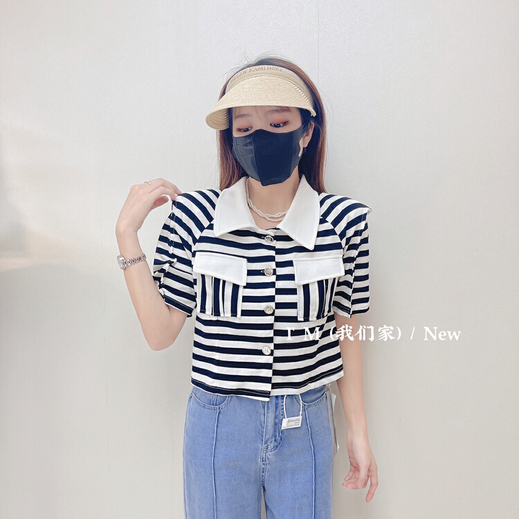 [I'm] Korean comfortable breasted short shirt 8071# cqw