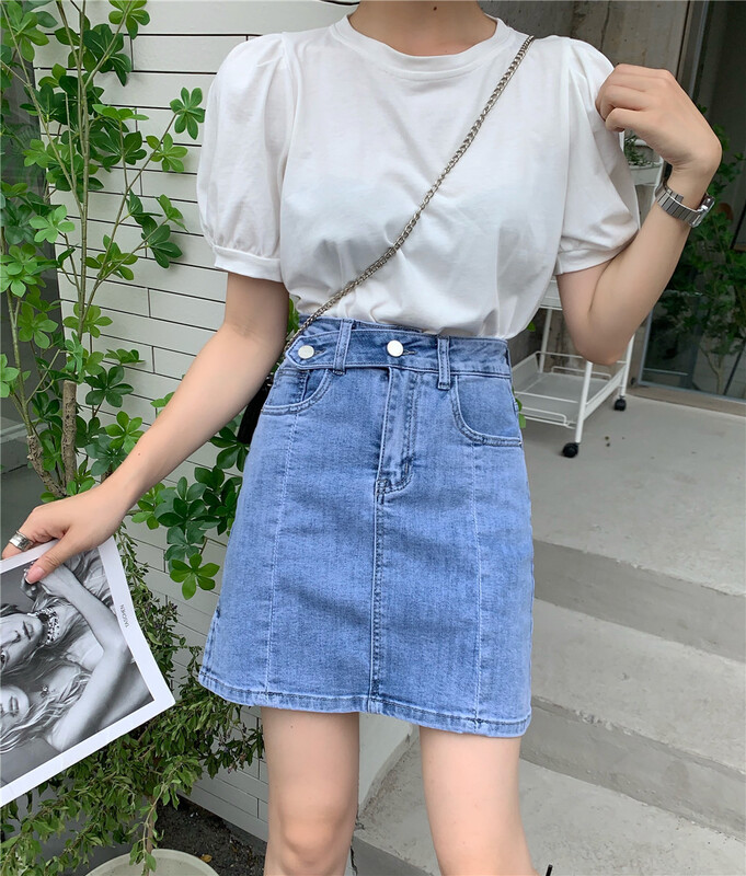 goods in stock! [Qiqi] Korean casual slim denim skirt 6160-1# cqw
