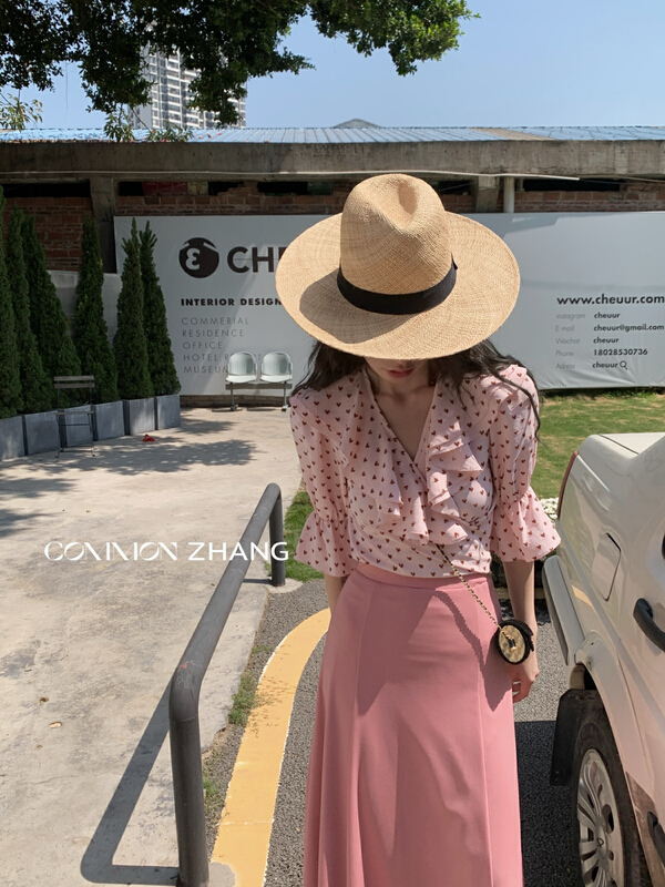 New in early summer! [CZ Zhang] bandage fashion versatile blouse 62362# XYJ