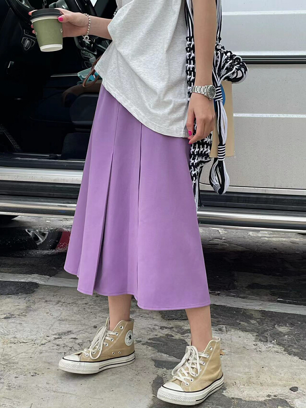 [July] split solid color versatile skirt a7126# zxx
