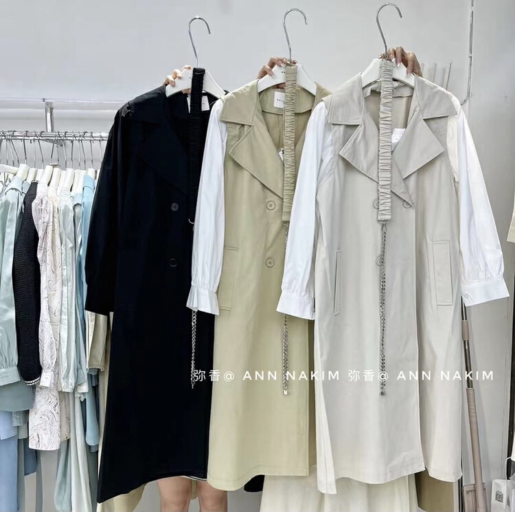 New year in early spring! [Mi Xiang] Korean style stitched sleeve fake two piece windbreaker (with belt) 8071# hjy
