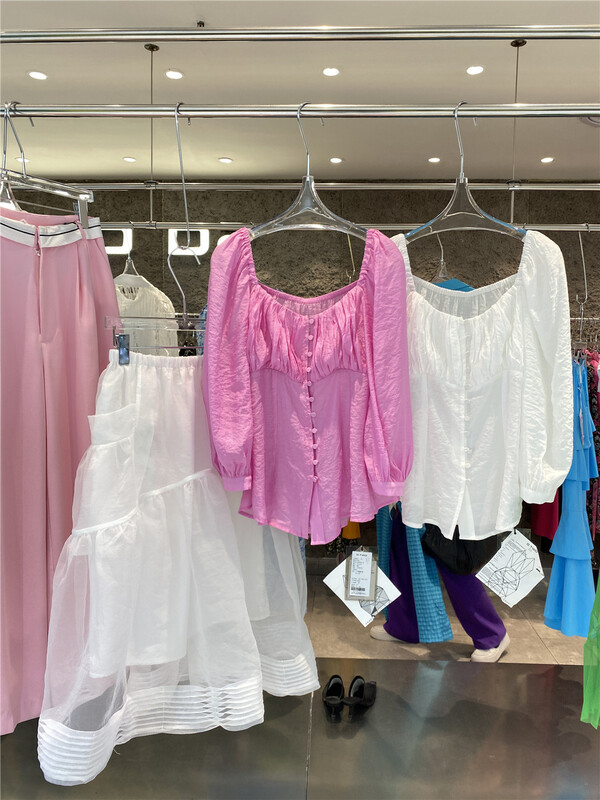 New in early summer! [D22] Korean style square collar short shirt 2121371# zxx