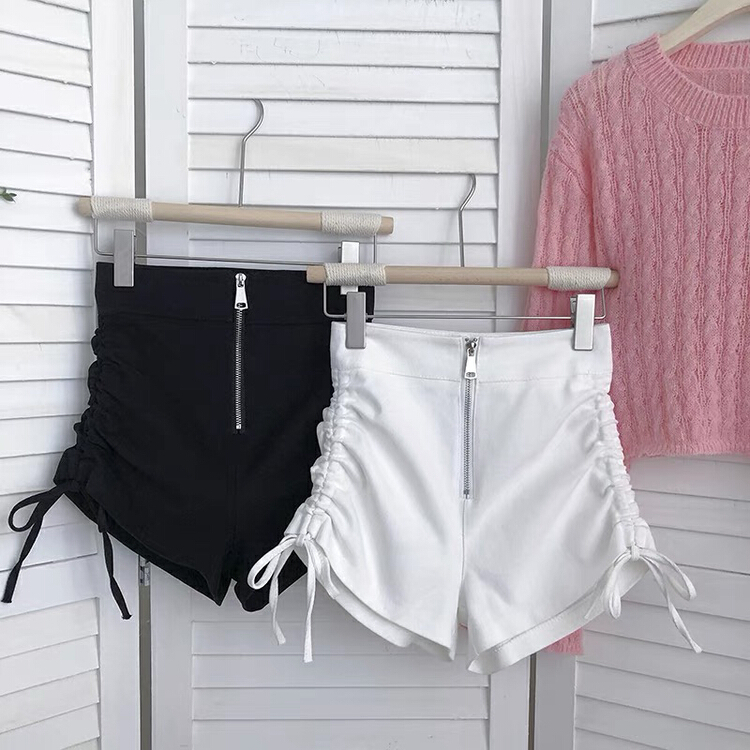 [Gangan] two side drawcord high waist zipper A-shaped casual shorts 1106\\cl