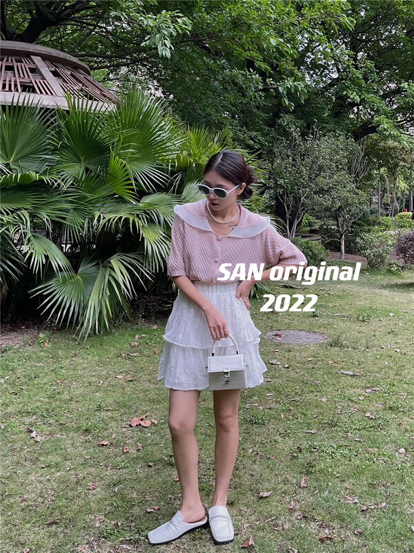 [San original] stitching design, retro and slim shirt 157# LSL