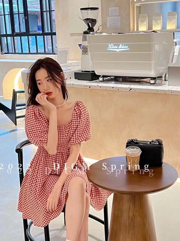 [AOT] Korean Plaid Pleated Dress 5196# XYY