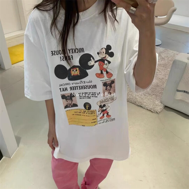 [Wo / men] cartoon print versatile short sleeve T-shirt 2805# zxl
