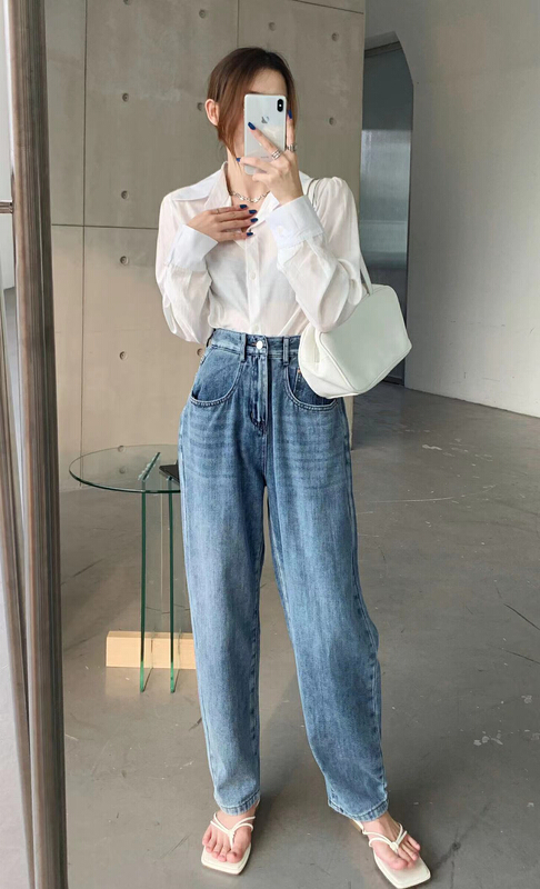 [Dido] Korean versatile casual jeans 6977# LSW