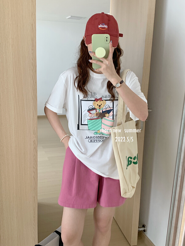 [choco] Korean loose casual bear short sleeve T-shirt 8264# HBx