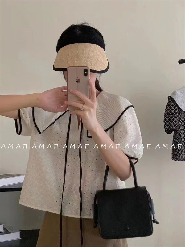 [Susan] contrast color, foreign style, age reducing fashion shirt 18502# LSW