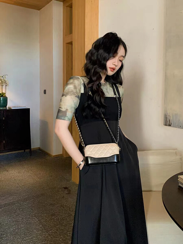 [are studio] design sense mesh splicing fake two-piece dress 81195# zxx