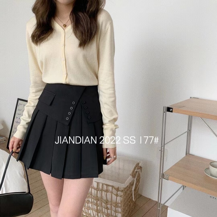 New year in early spring! [Focus] slim high waist solid color pleated skirt 177# HBx
