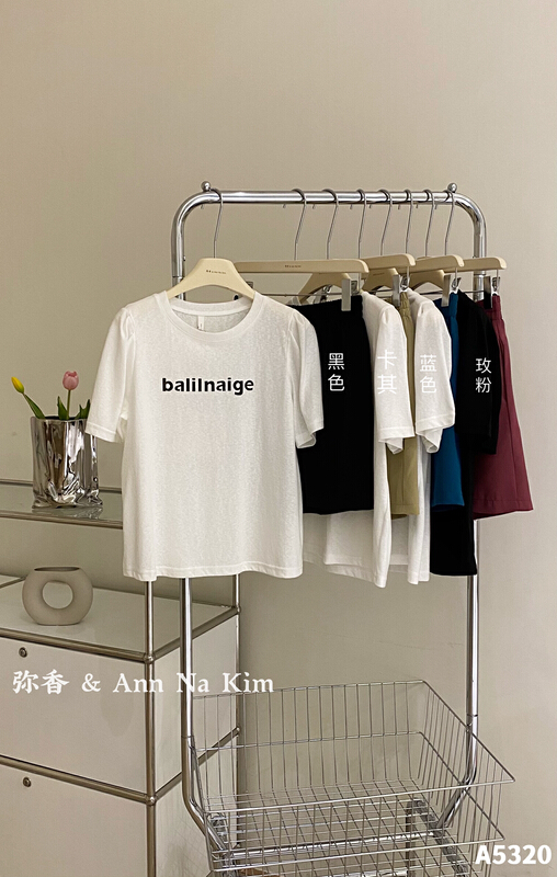 [Mi Xiang] Korean alphabet printed short sleeve T-shirt + solid color versatile casual Shorts Set 5320# hjy