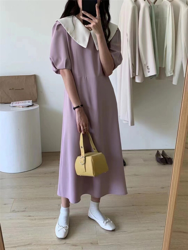 New in early summer! [sunny] Han Shu's baby collar contrast dress 1903# hjy