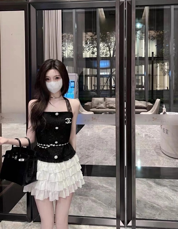 [ala] xiaoxiangfeng hanging neck off shoulder stitched dress (only skirts) l1336a# JJ