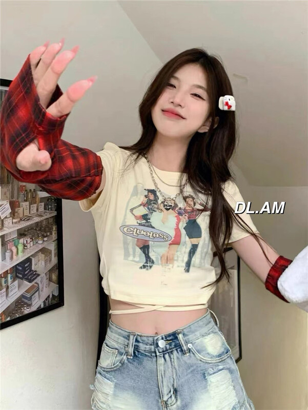 [dl. Am] Korean print Pullover short sleeve T-shirt 80195# WPL