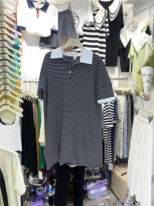 [misu +] Korean striped slim dress 80507# ZZL