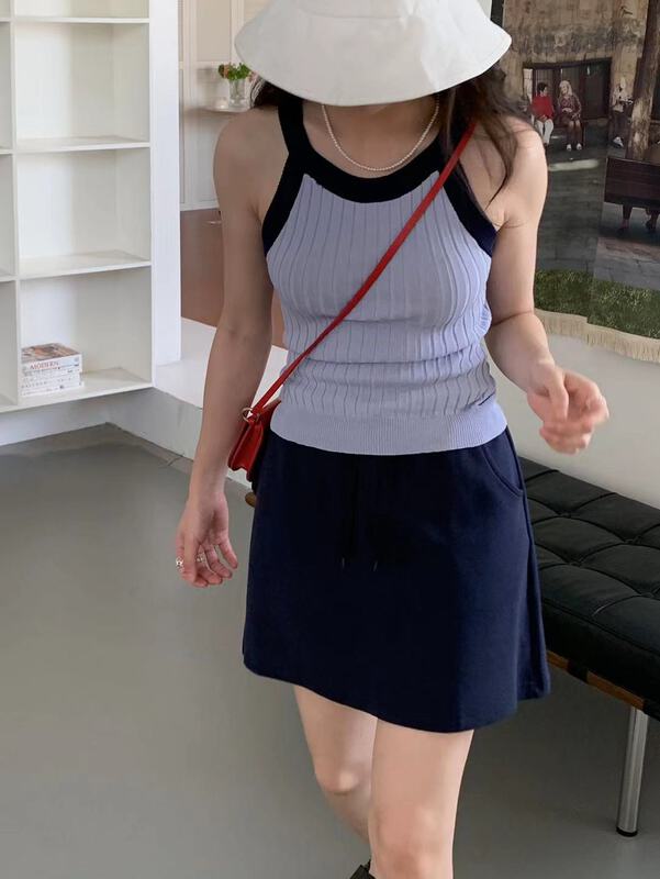 ZZ [Gabrielle] contrast fashion slim vest / sling b2271# zxl