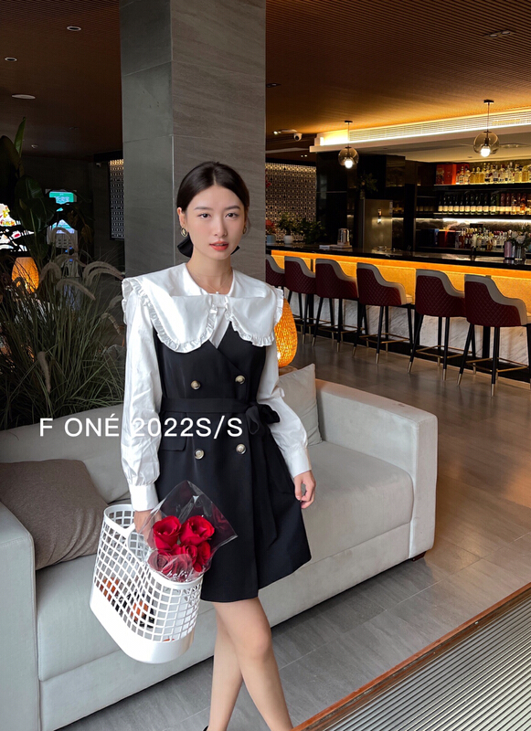 [f one] temperament versatile suit vest dress (with waist rope) 56212# jhy