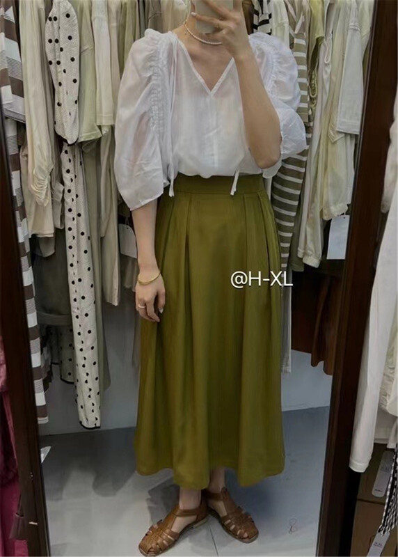 [h-xl] simple and versatile solid V-neck shirt 3533\xyy