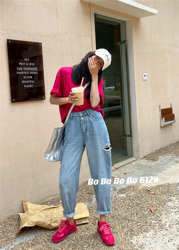 [Bobo] Korean loose hole Harlan jeans 612# cqw