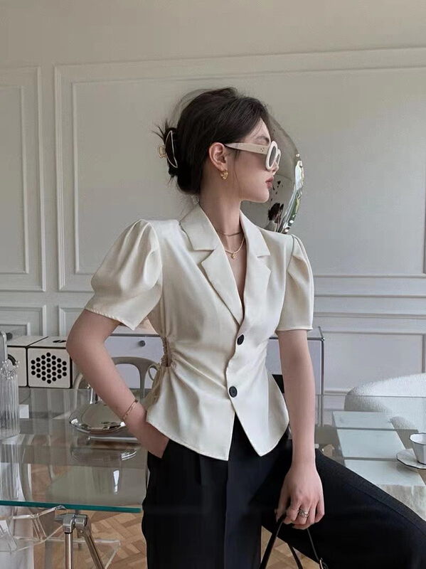 [rasion] Korean design, slim drawstring, open waist shirt 6427# LSL