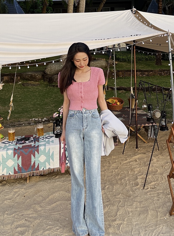 New year in early spring! [Vivian] versatile fashion slim high waist micro horn jeans (only jeans) 90060# zxx