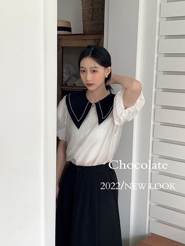[chocolate] perspective fashion sweet blouse 28045# L