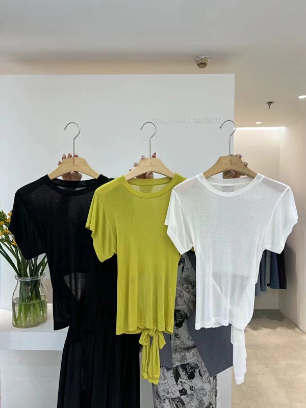 New in early summer! [VI. Liu Liu] design back strap short sleeve T-shirt 60213m# zxx