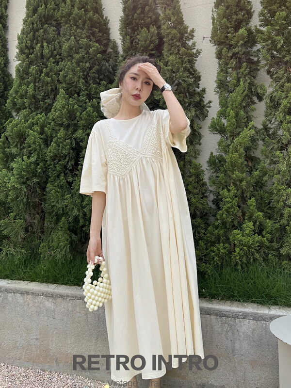 [Rin] Korean style heavy industry embroidery fake two-piece dress y21213# cqw