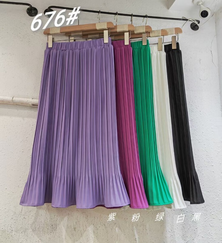 New in early summer! [Shangpin Wanqian] Korean crimped clean color skirt 676# hjy