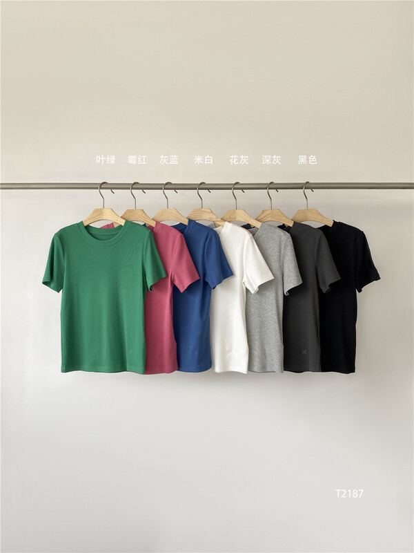[simnice] simple minority solid short sleeve T-shirt t2187# cqw