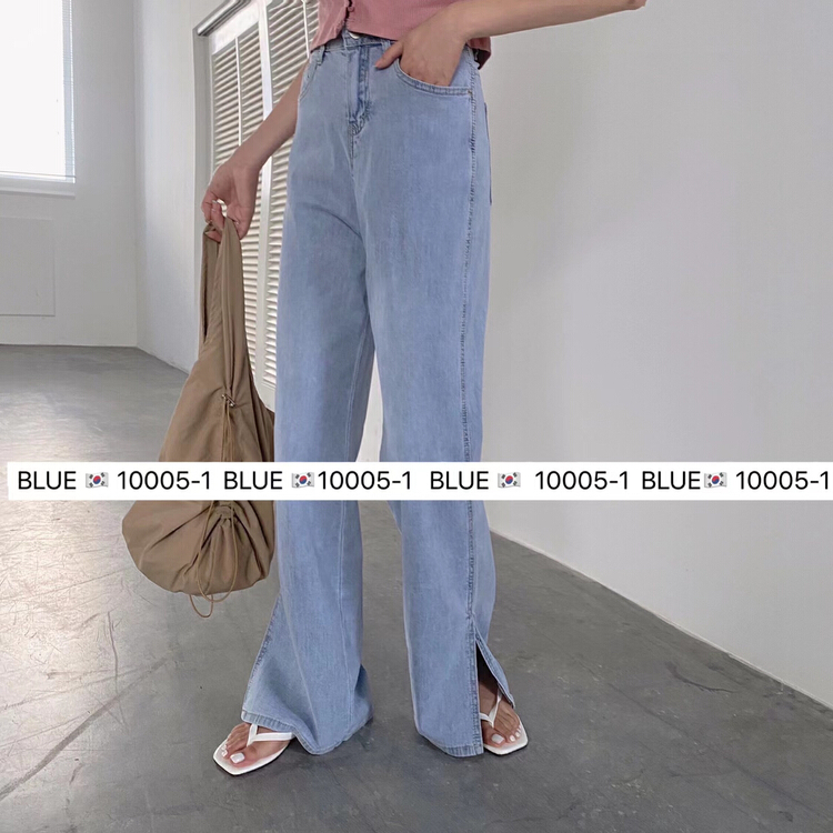[blue] Korean solid straight jeans 10005# hjy