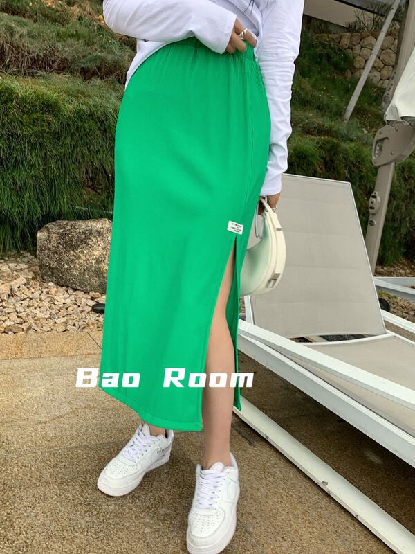 New year in early spring! [Baobao] fashion temperament: open fork straight skirt 1015# ozq