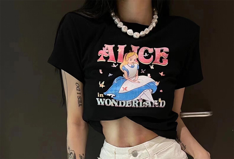 [Yan Zhen] snow white slim print short sleeve T-shirt 98408# PCZ